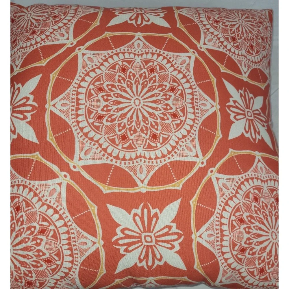 Pottery Barn Orange Print Accent Throw Pillow 20